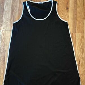 Black Sleeveless Dress with White Trim